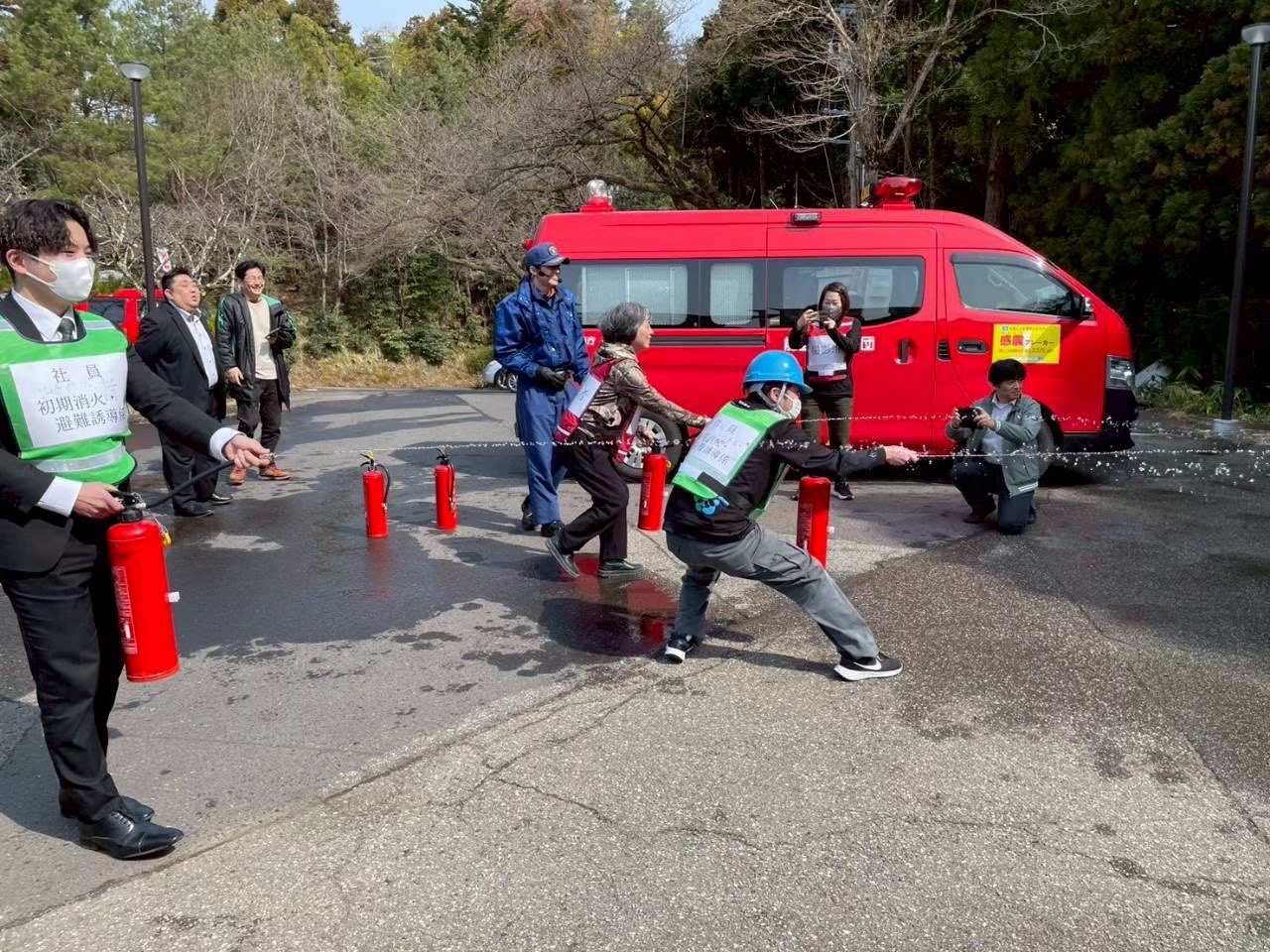 放水訓練をしている様子
